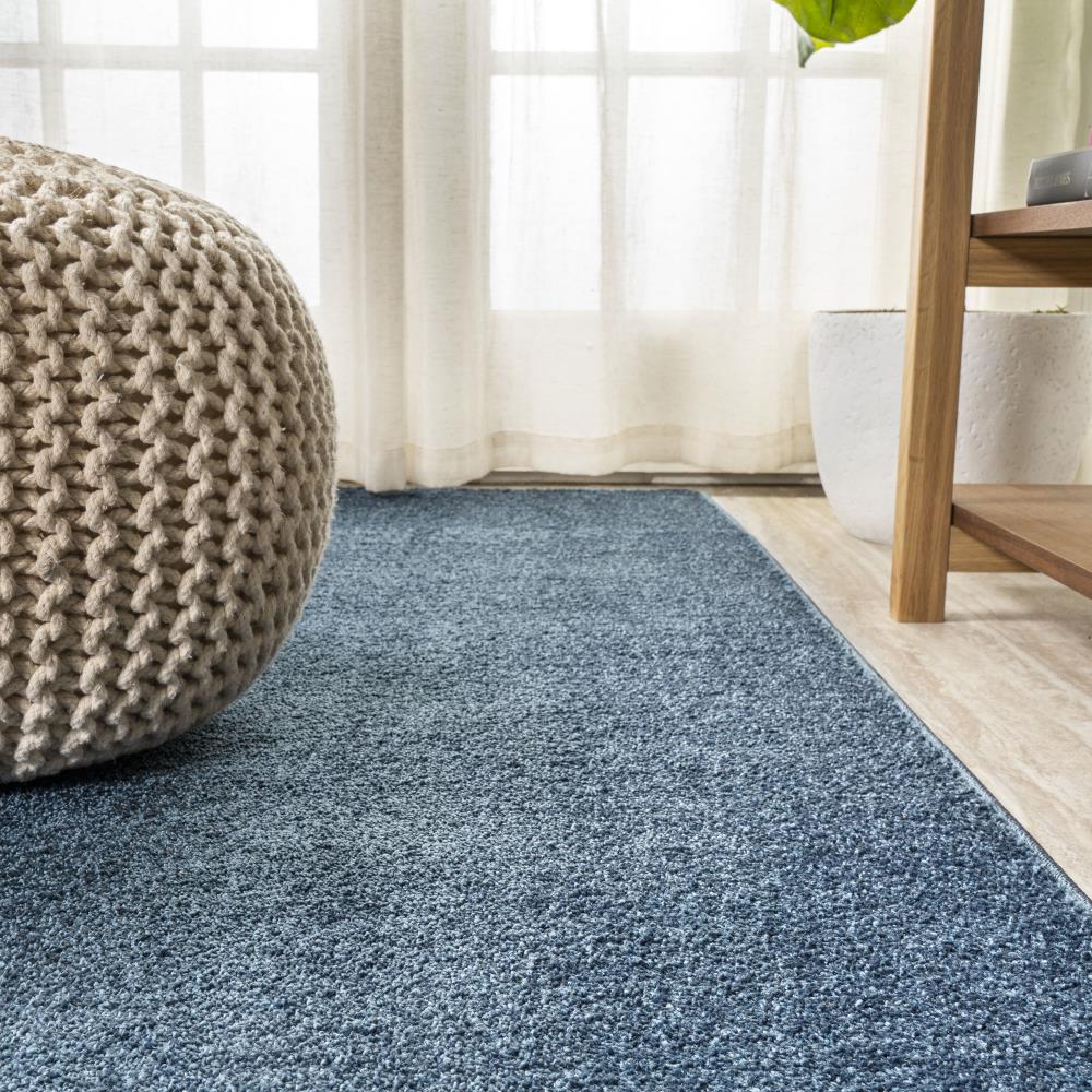 Trivor Haze Solid Low-Pile Area Rug Navy