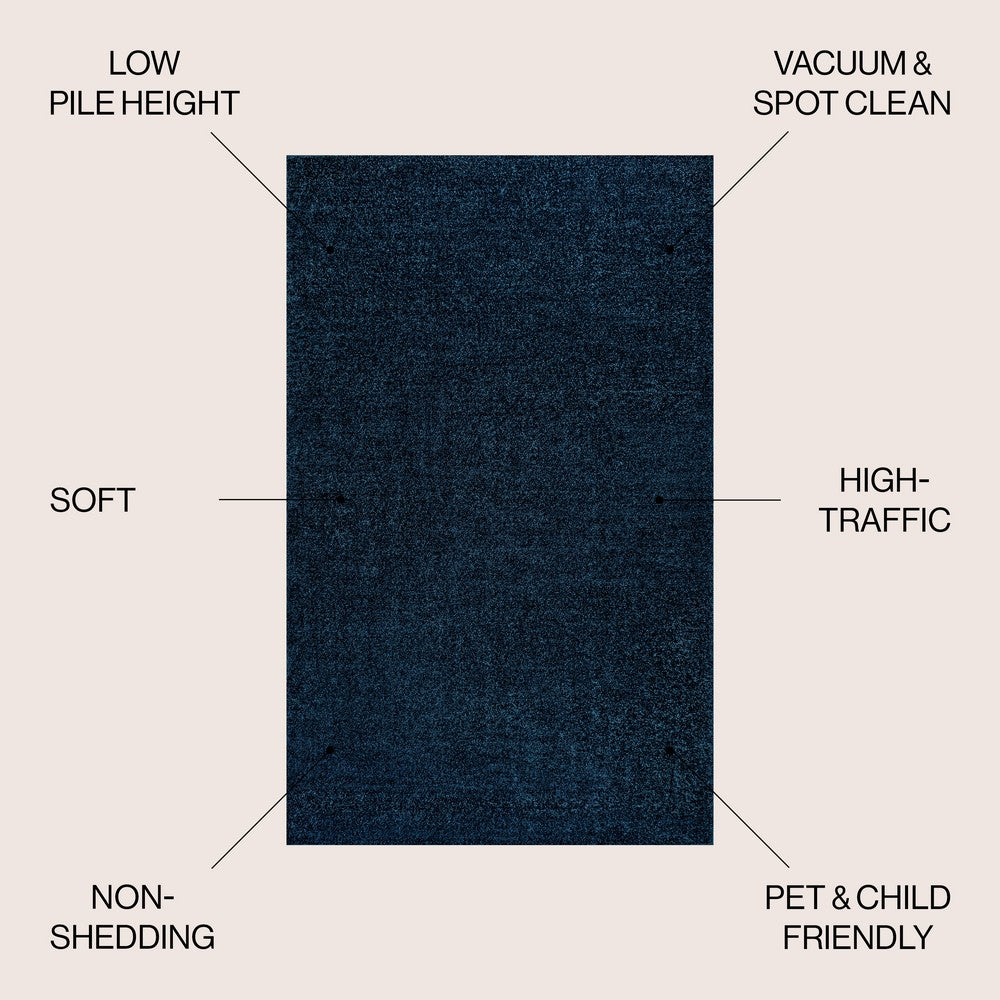 Trivor Haze Solid Low-Pile Area Rug Navy