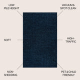 Trivor Haze Solid Low-Pile Area Rug Navy