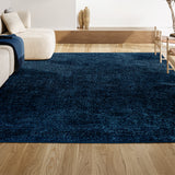 Trivor Haze Solid Low-Pile Area Rug Navy