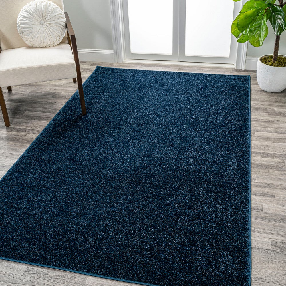Trivor Haze Solid Low-Pile Area Rug Navy