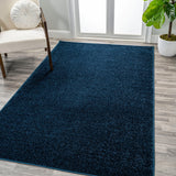 Trivor Haze Solid Low-Pile Area Rug Navy