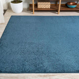 Trivor Haze Solid Low-Pile Area Rug Navy