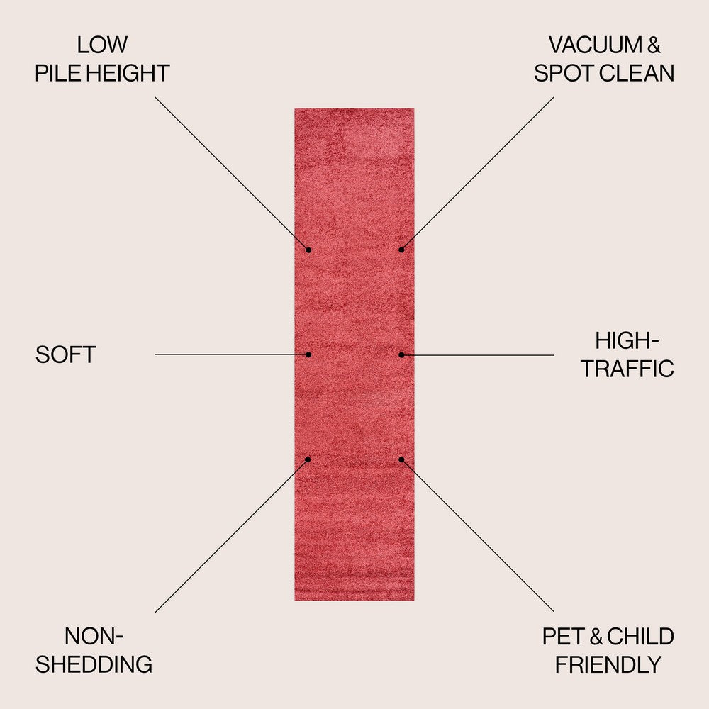 Trivor Haze Solid Low-Pile Area Rug Red