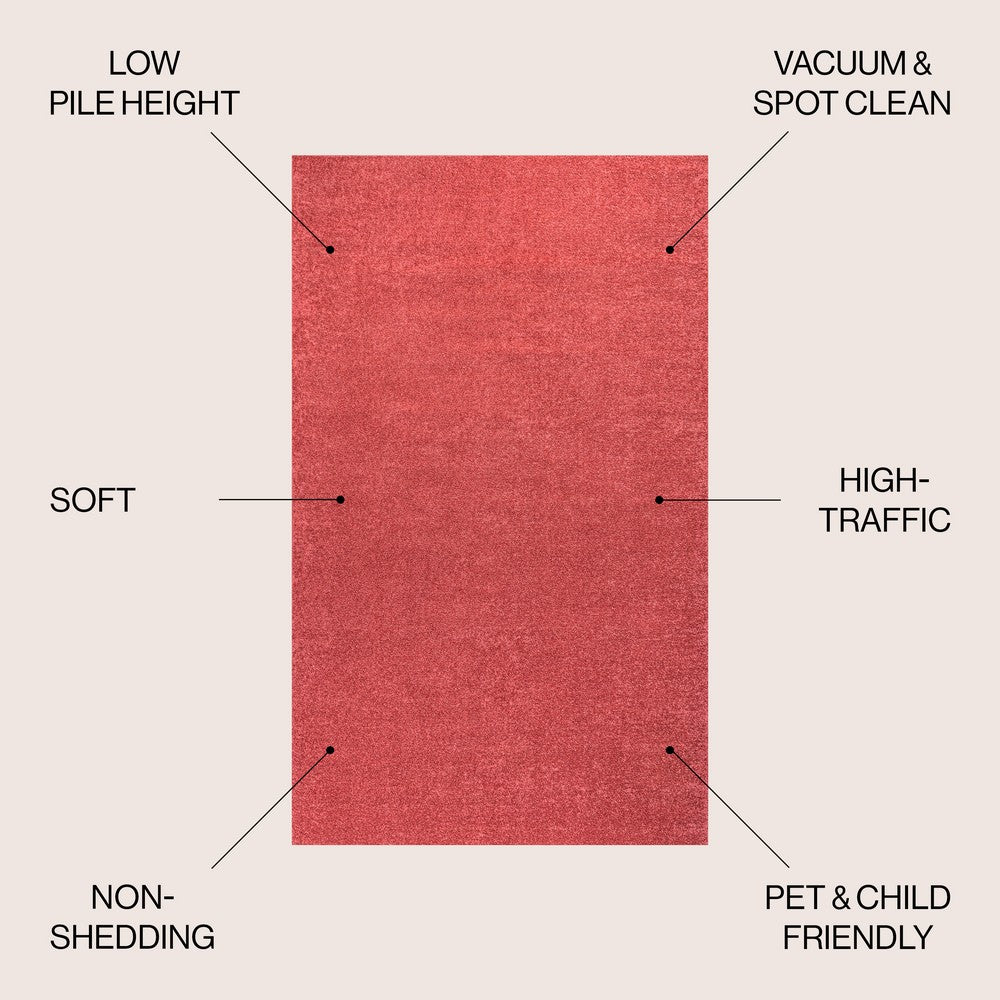 Trivor Haze Solid Low-Pile Area Rug Red