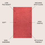 Trivor Haze Solid Low-Pile Area Rug Red
