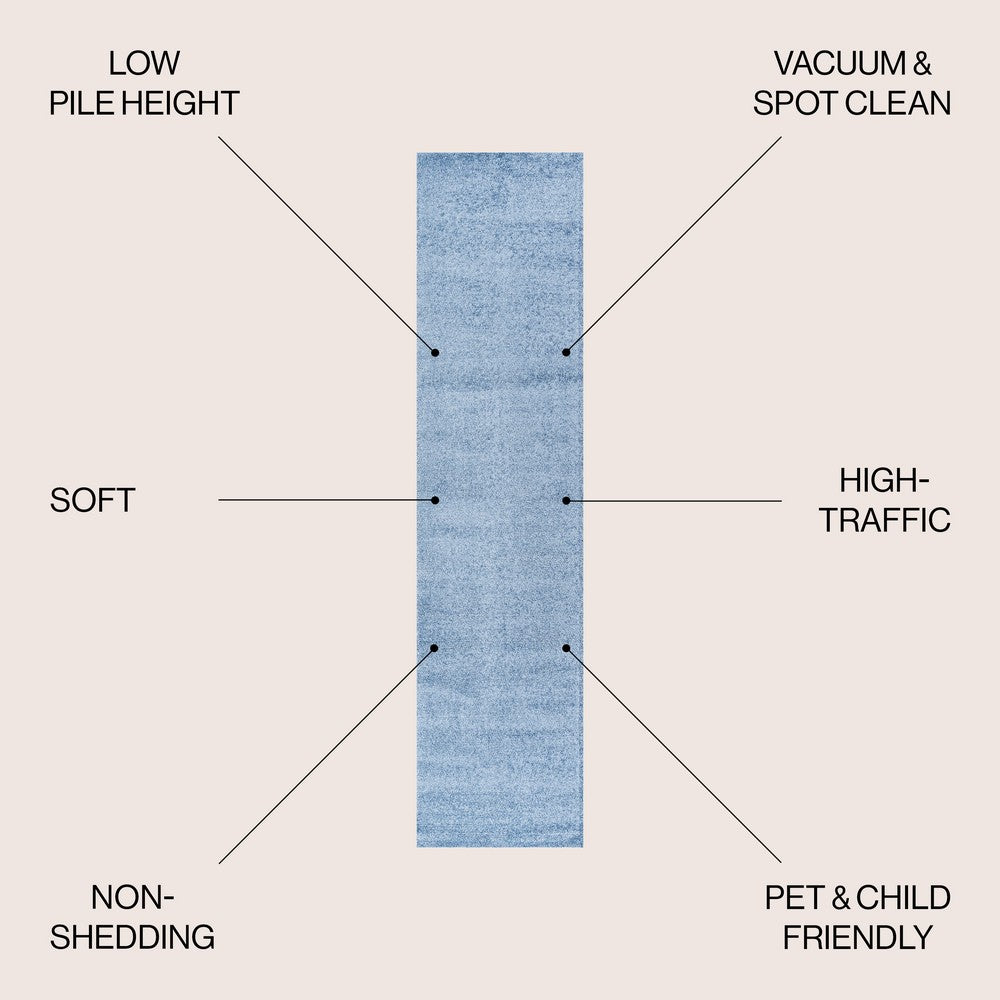 Trivor Haze Solid Low-Pile Area Rug Classic Blue