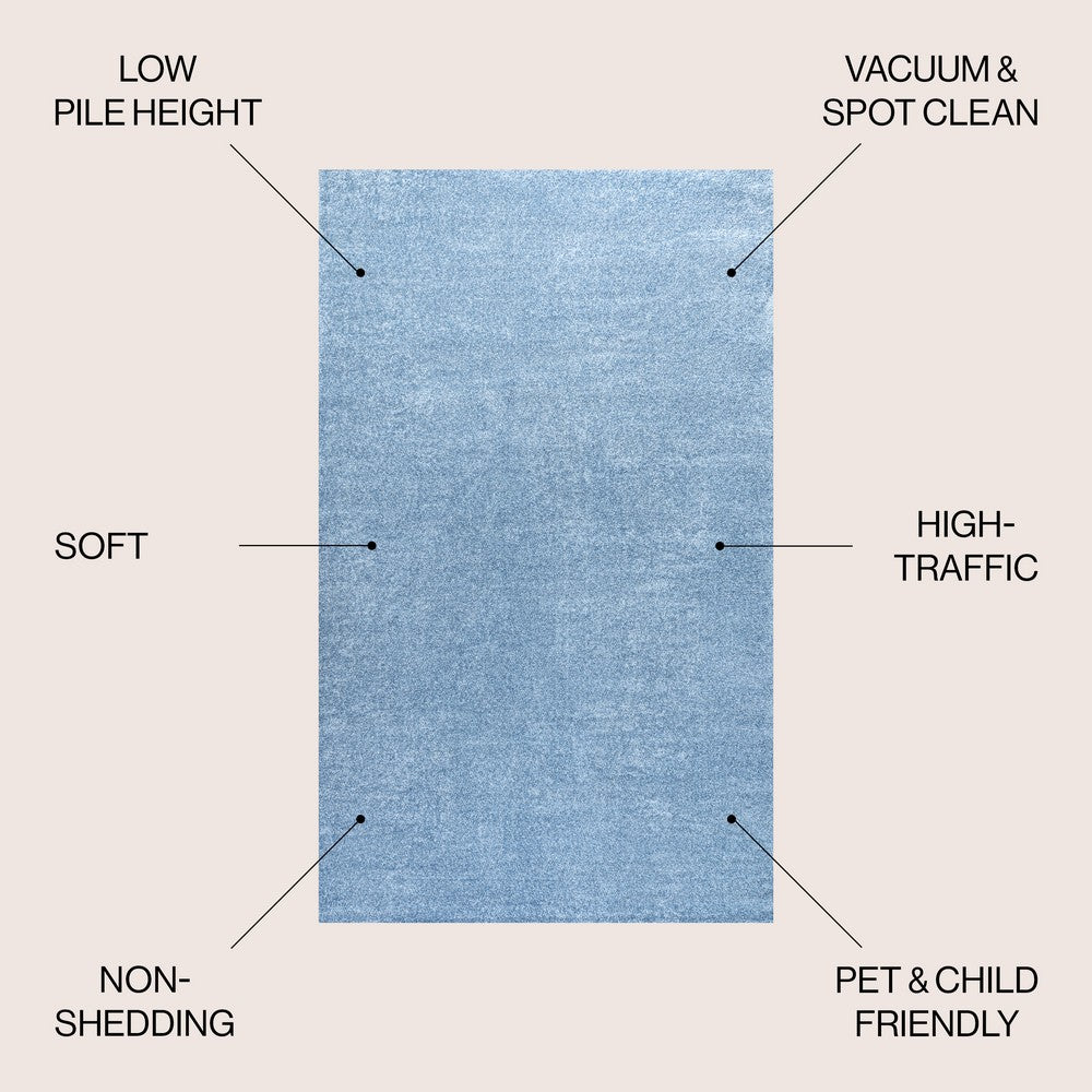 Trivor Haze Solid Low-Pile Area Rug Classic Blue