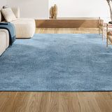Trivor Haze Solid Low-Pile Area Rug Classic Blue