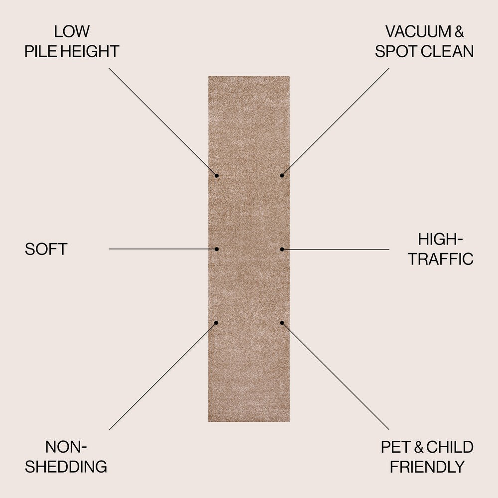 Trivor Haze Solid Low-Pile Area Rug Beige