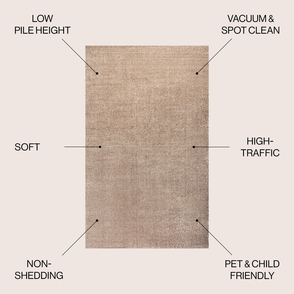 Trivor Haze Solid Low-Pile Area Rug Beige