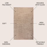 Trivor Haze Solid Low-Pile Area Rug Beige