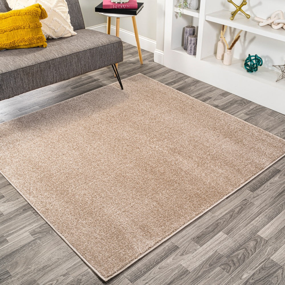 Trivor Haze Solid Low-Pile Area Rug Beige