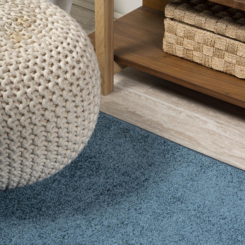Trivor Haze Solid Low-Pile Area Rug Turquoise