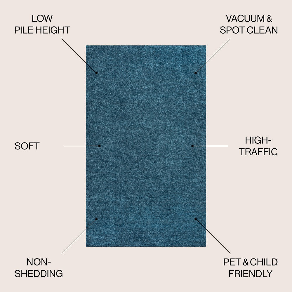 Trivor Haze Solid Low-Pile Area Rug Turquoise