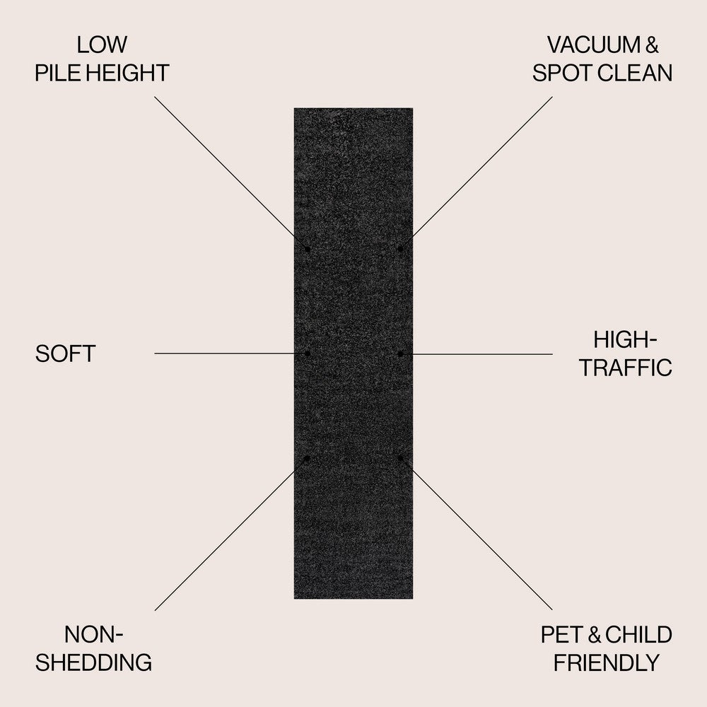 Trivor Haze Solid Low-Pile Area Rug Black