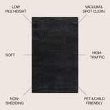 Trivor Haze Solid Low-Pile Area Rug Black