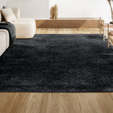 Trivor Haze Solid Low-Pile Area Rug Black