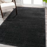 Trivor Haze Solid Low-Pile Area Rug Black