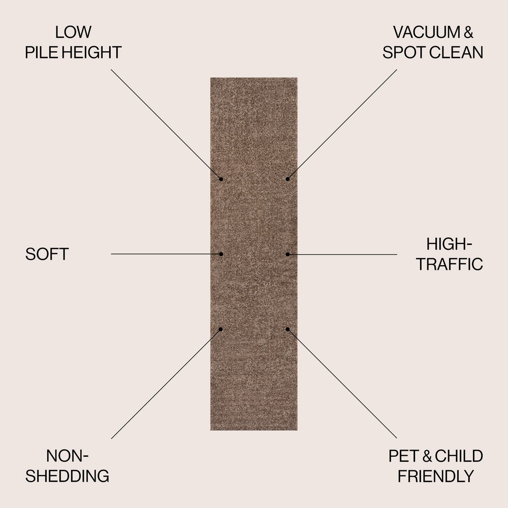 Trivor Haze Solid Low-Pile Area Rug Brown