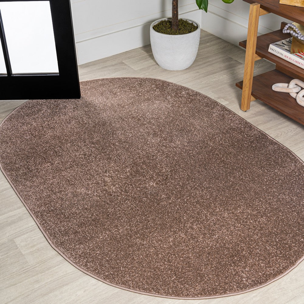 Trivor Haze Solid Low-Pile Area Rug Brown