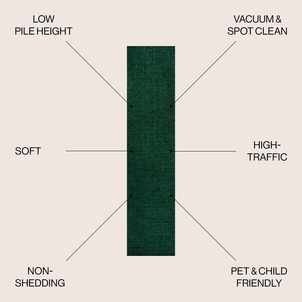Trivor Haze Solid Low-pile Area Rug Emerald
