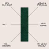 Trivor Haze Solid Low-pile Area Rug Emerald