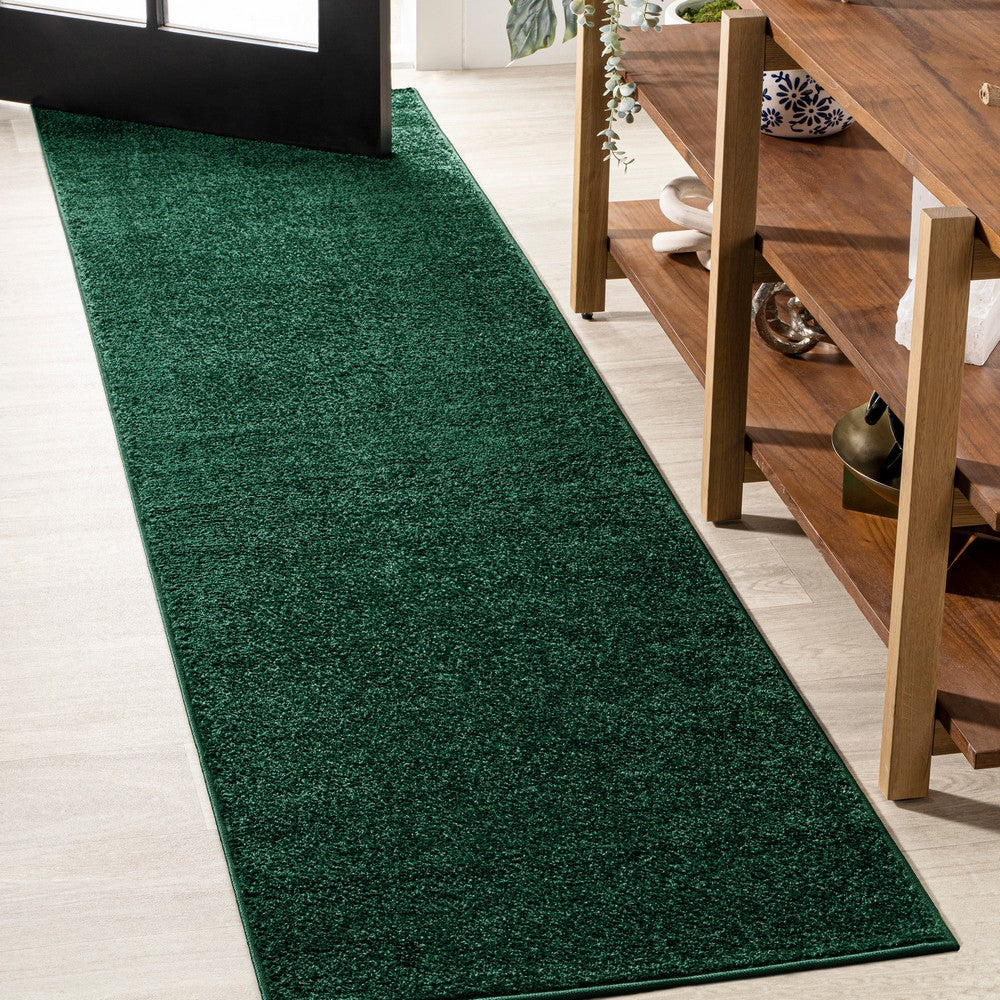 Trivor Haze Solid Low-pile Area Rug Emerald