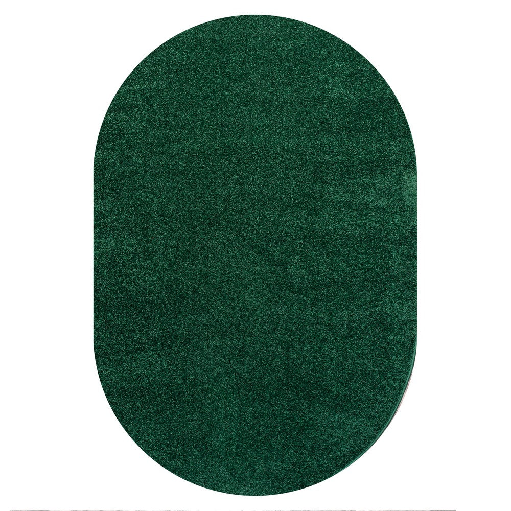 Trivor Haze Solid Low-pile Area Rug Emerald