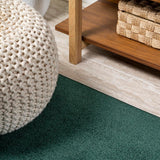 Trivor Haze Solid Low-pile Area Rug Emerald