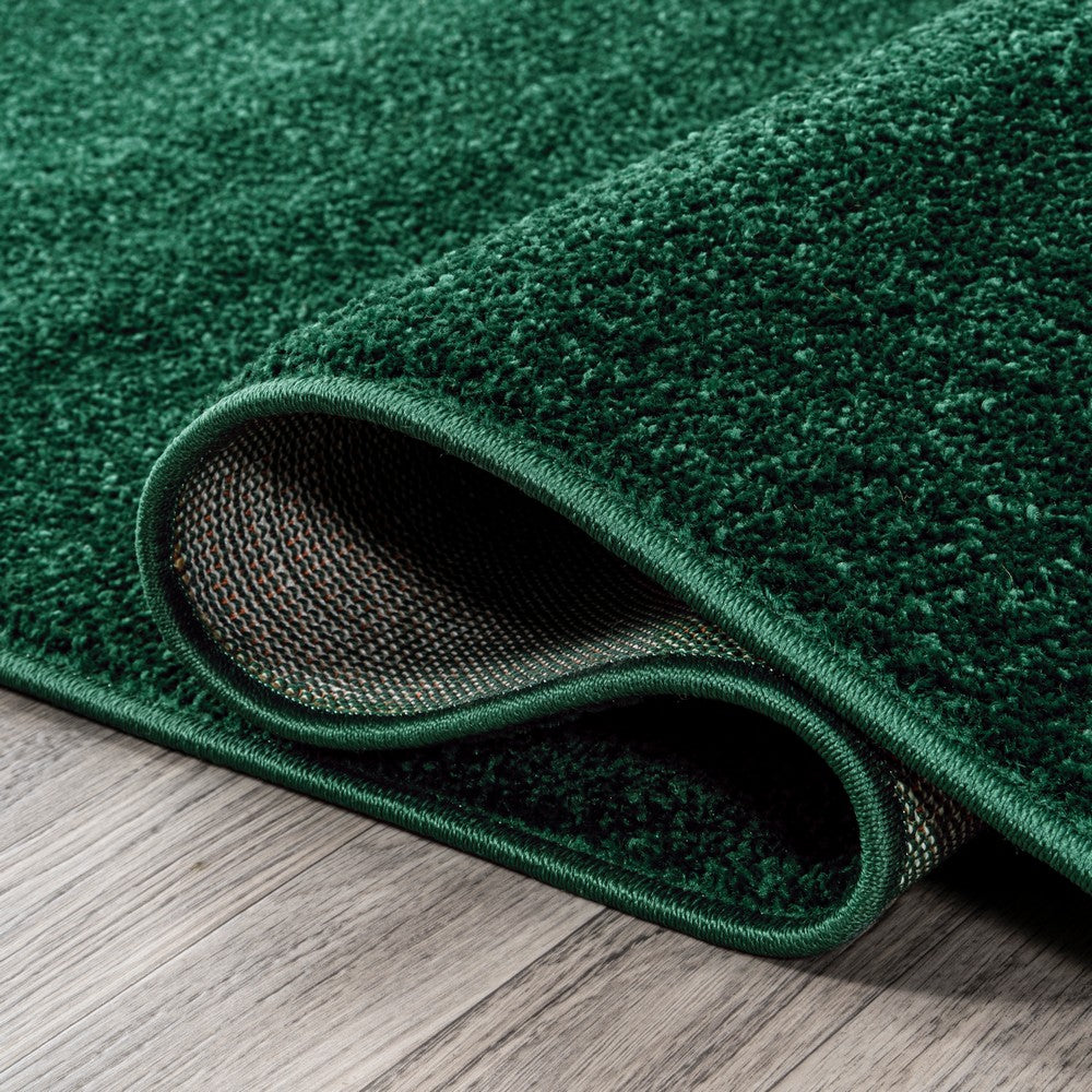 Trivor Haze Solid Low-pile Area Rug Emerald
