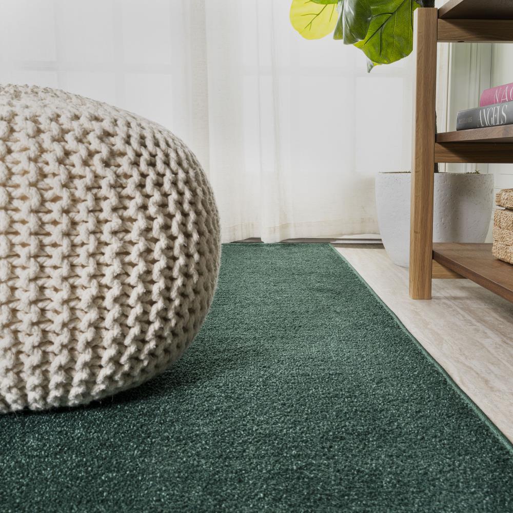 Trivor Haze Solid Low-pile Area Rug Emerald