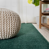 Trivor Haze Solid Low-pile Area Rug Emerald