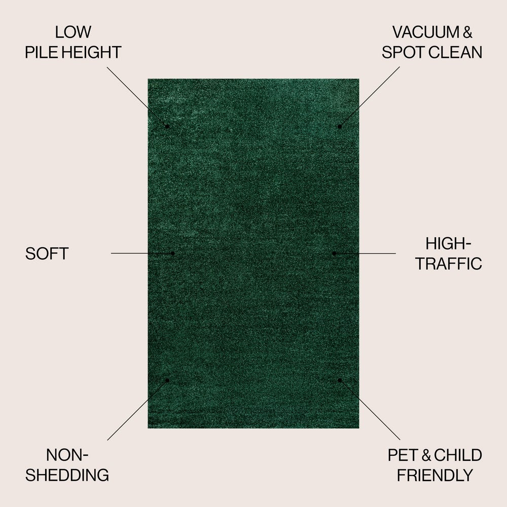 Trivor Haze Solid Low-pile Area Rug Emerald