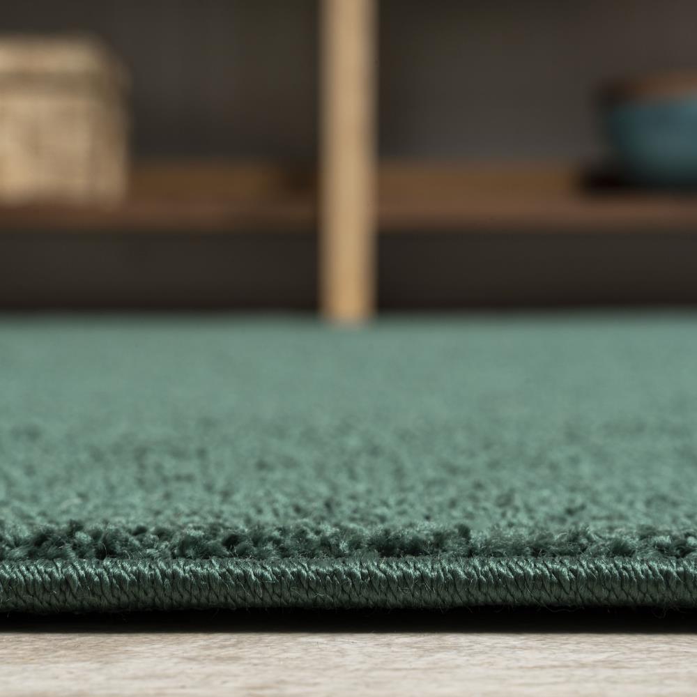 Trivor Haze Solid Low-pile Area Rug Emerald