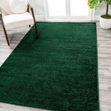Trivor Haze Solid Low-pile Area Rug Emerald