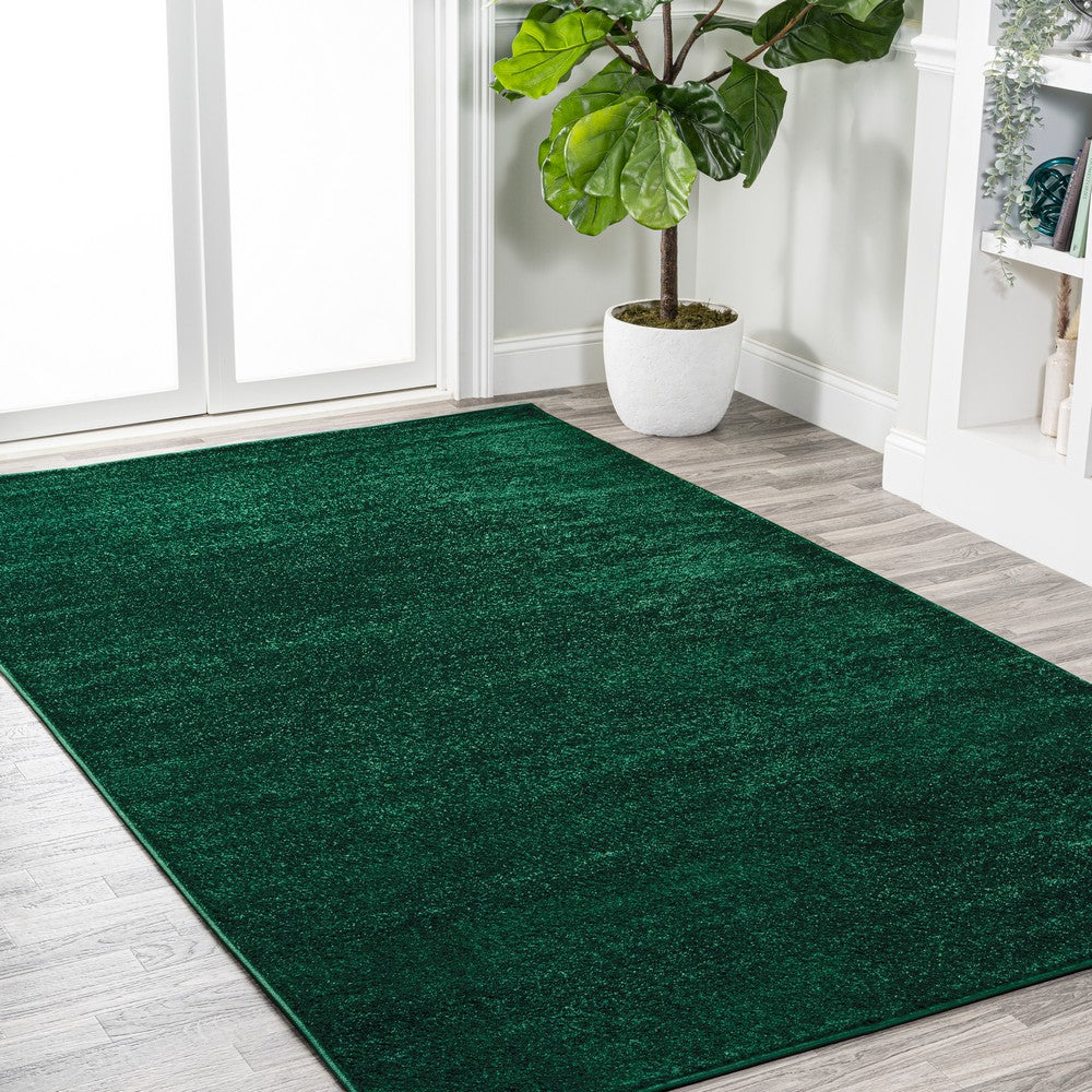 Trivor Haze Solid Low-pile Area Rug Emerald