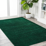 Trivor Haze Solid Low-pile Area Rug Emerald