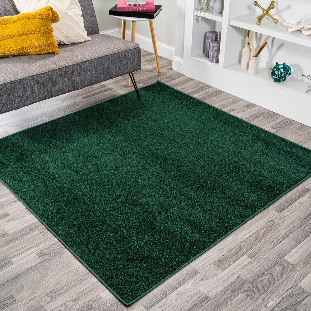Trivor Haze Solid Low-pile Area Rug Emerald