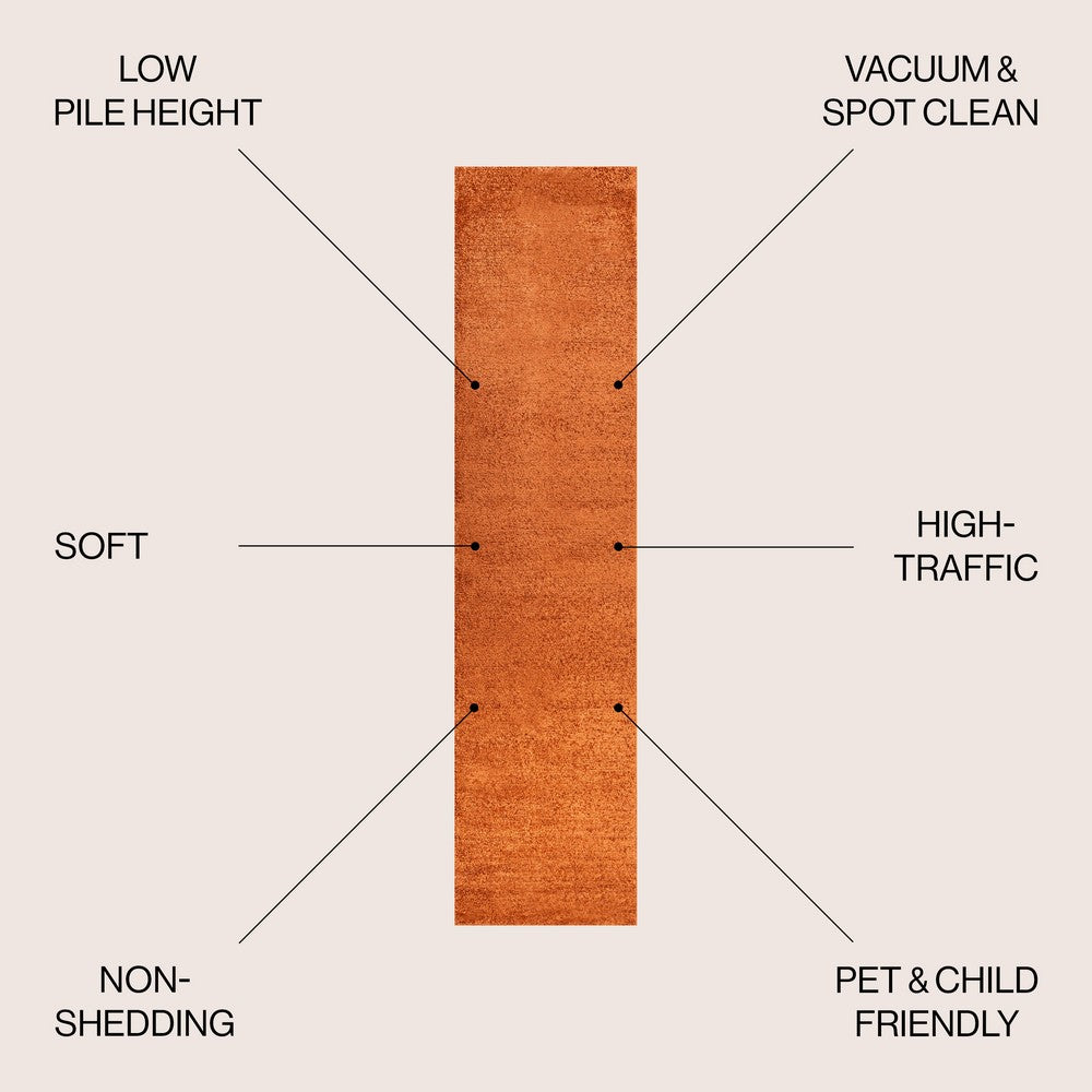 Trivor Haze Solid Low-pile Area Rug Orange