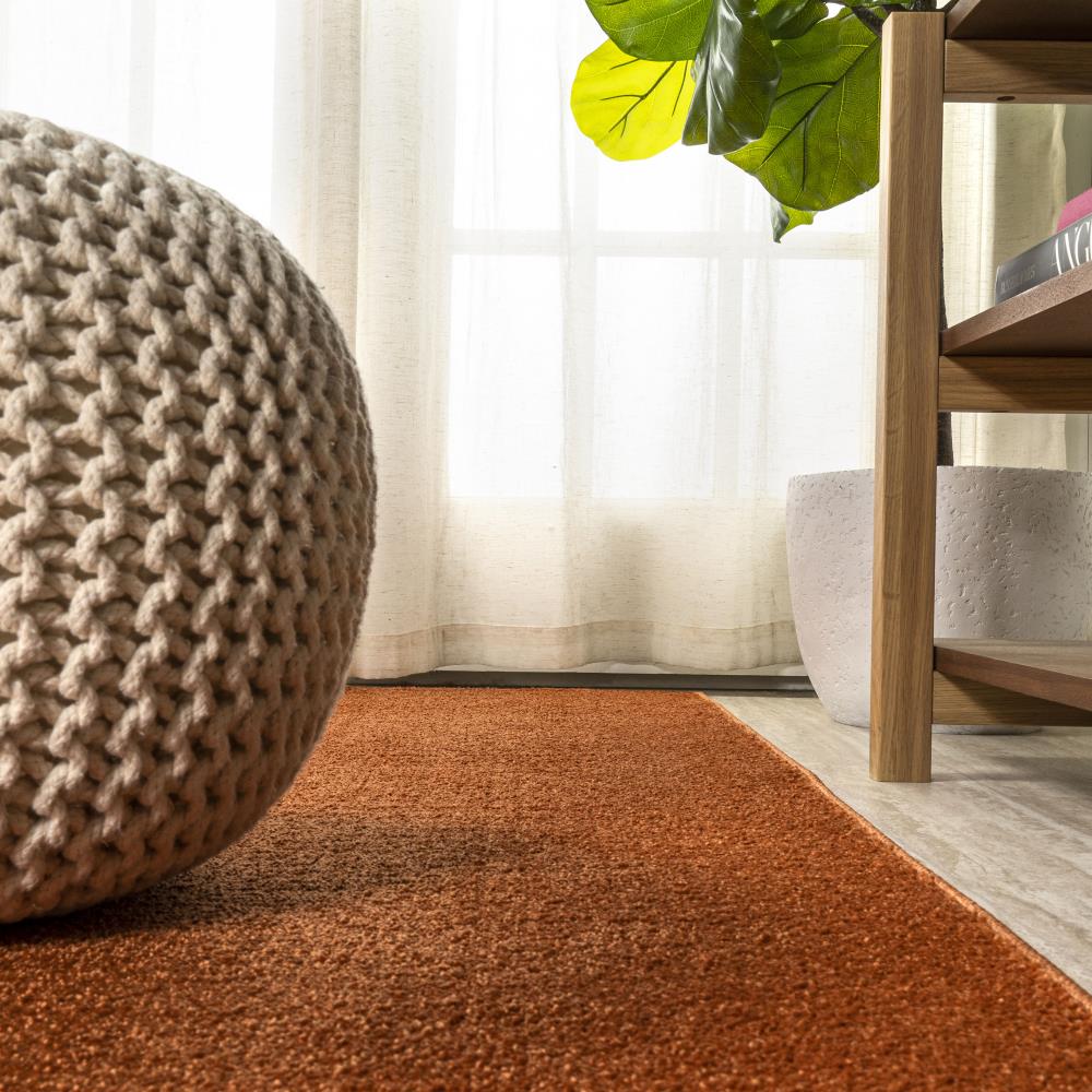 Trivor Haze Solid Low-pile Area Rug Orange