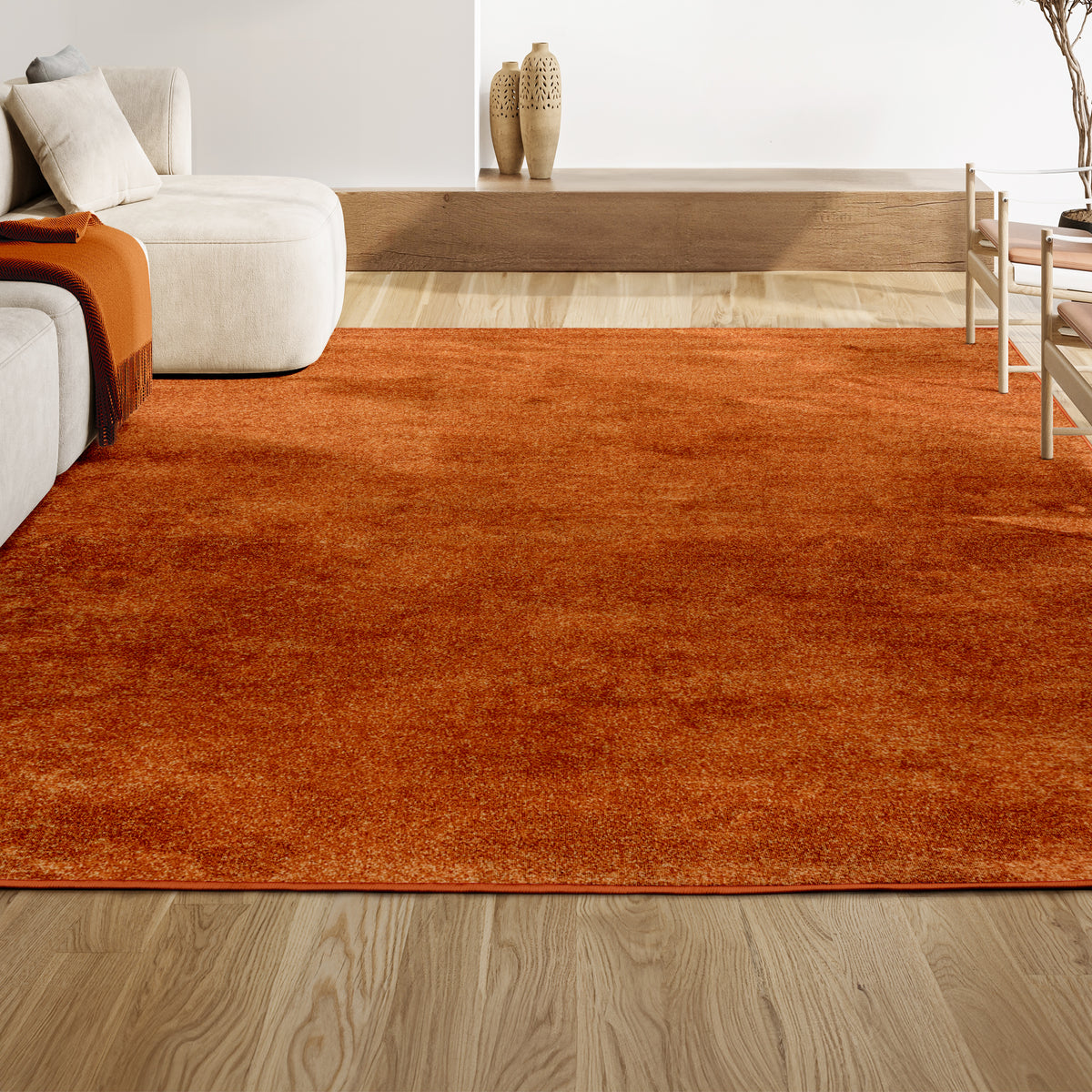 Trivor Haze Solid Low-pile Area Rug Orange