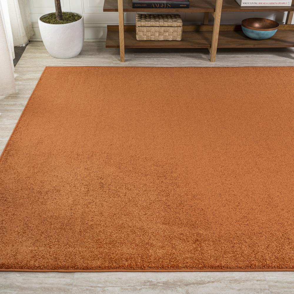 Trivor Haze Solid Low-pile Area Rug Orange