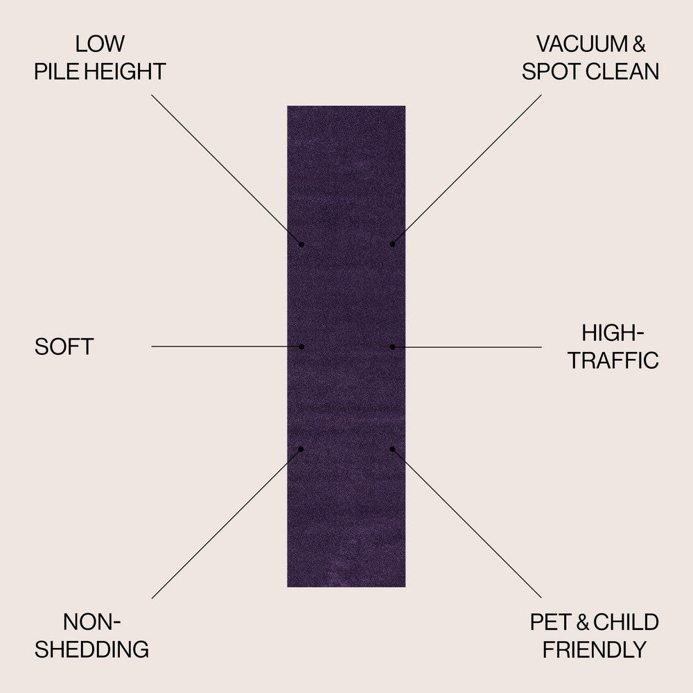 Trivor Haze Solid Low-pile Area Rug Purple