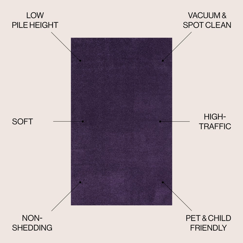 Trivor Haze Solid Low-pile Area Rug Purple