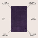 Trivor Haze Solid Low-pile Area Rug Purple