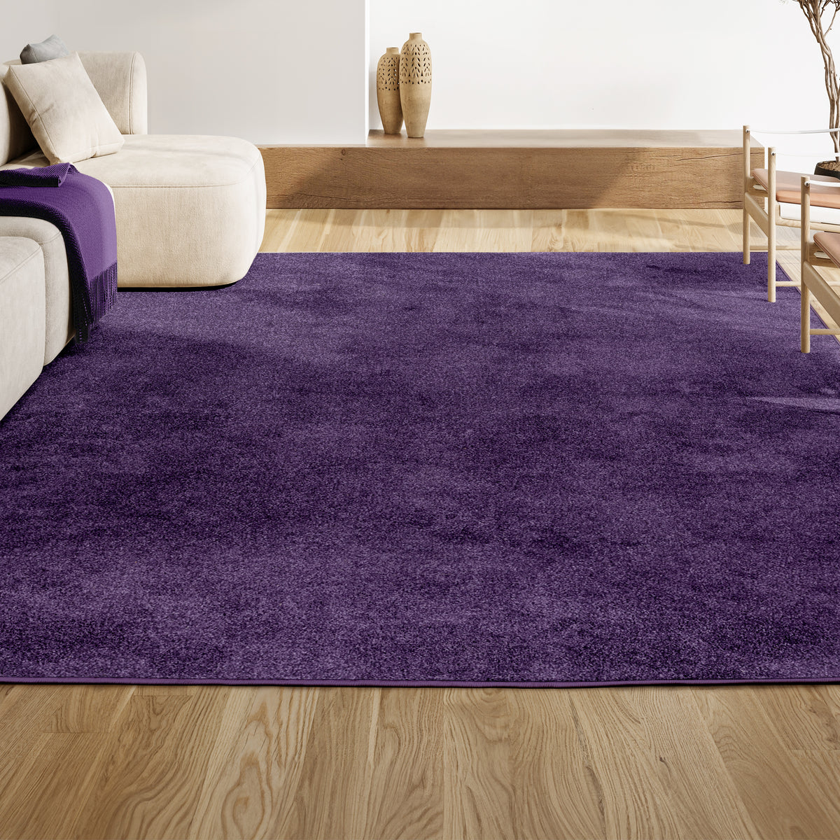 Trivor Haze Solid Low-pile Area Rug Purple