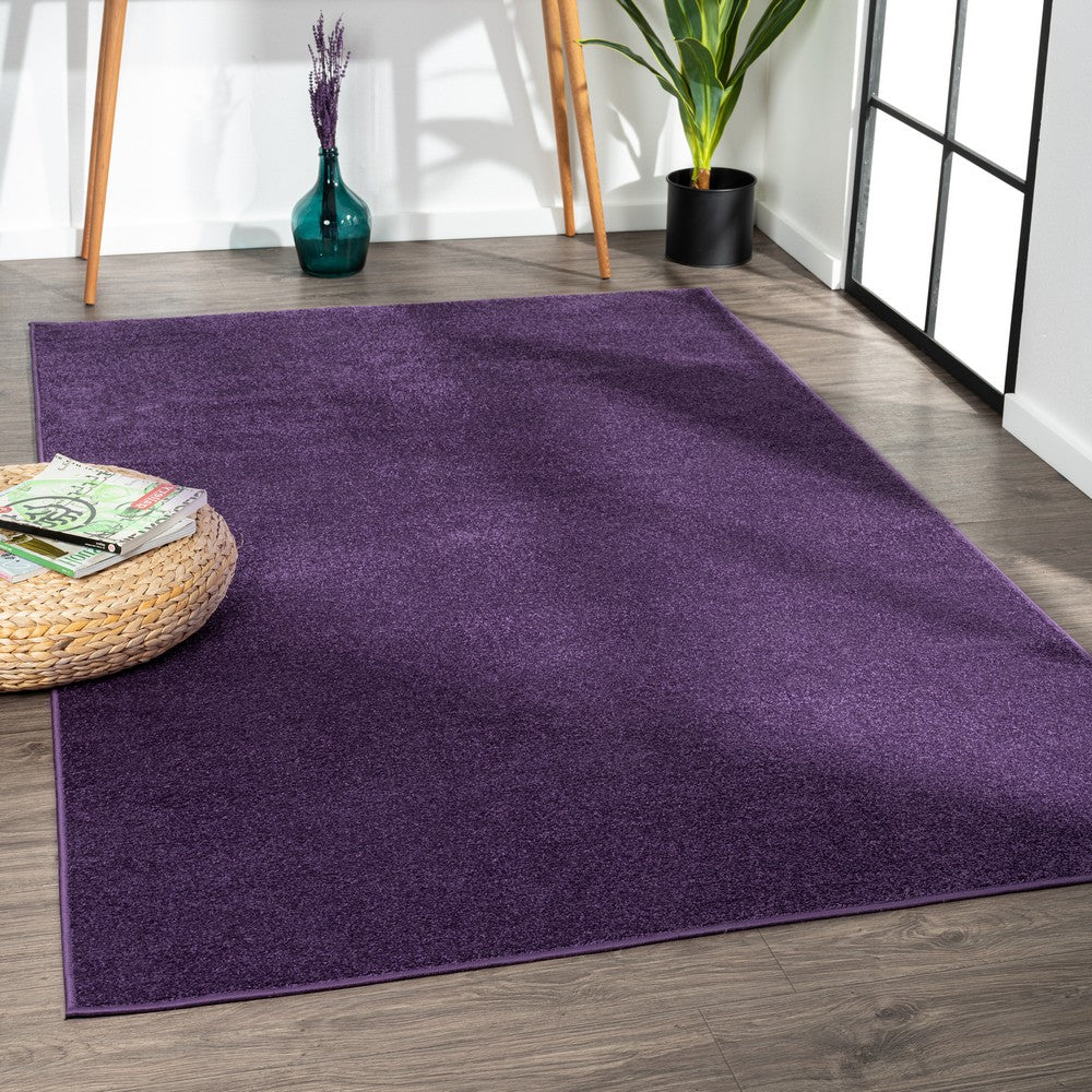 Trivor Haze Solid Low-pile Area Rug Purple