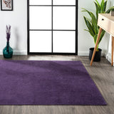 Trivor Haze Solid Low-pile Area Rug Purple