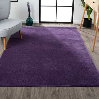 Trivor Haze Solid Low-pile Area Rug Purple